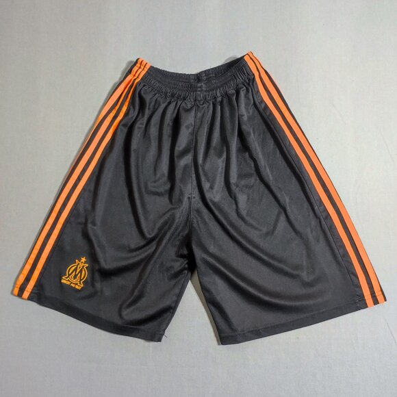 Adidas soccer short boys' size L black with orange Olympic Marseilles FC graphi - Picture 1 of 9